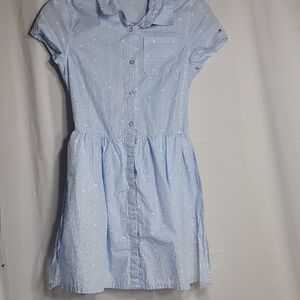 Tommy Hilfiger Casual Blue Dress with Puff Sleeves and Peter Pan Collar